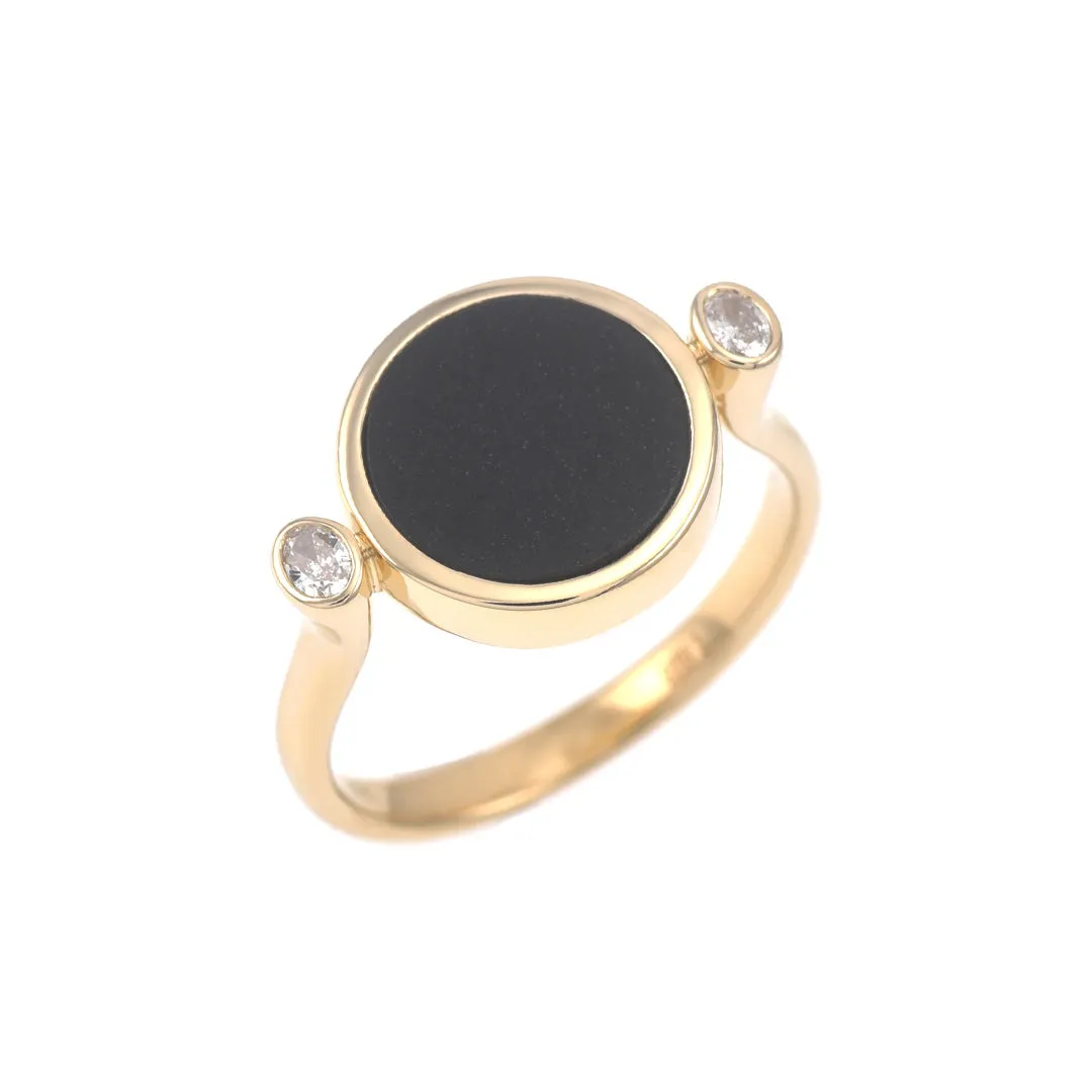 Black Nephrite Jade & Diamond Ring