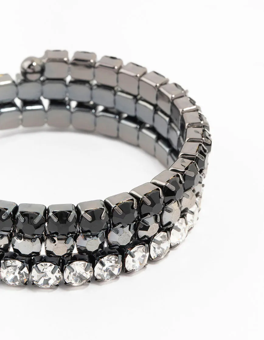 Black Rhodium Diamante Wrist Cuff