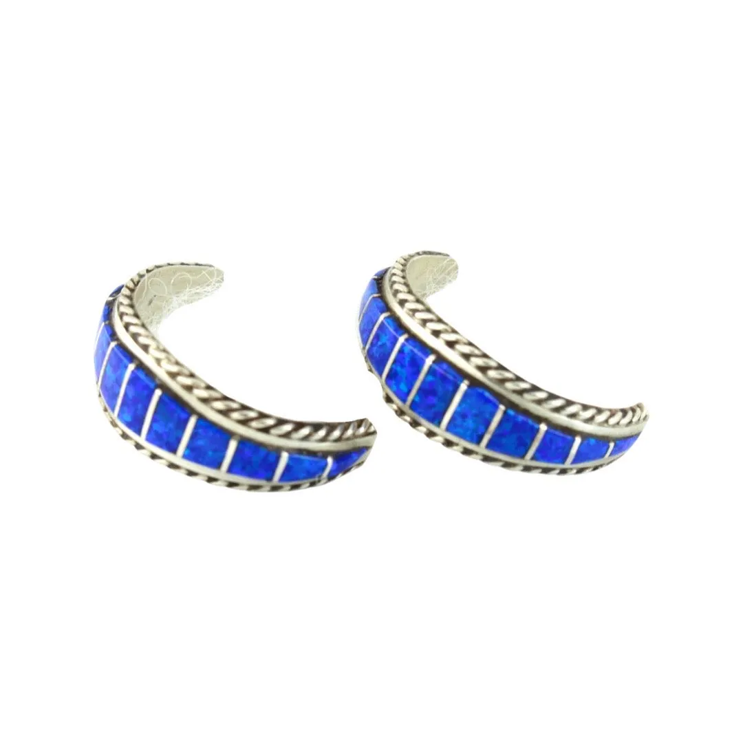 Blue Opal Hoop Earring