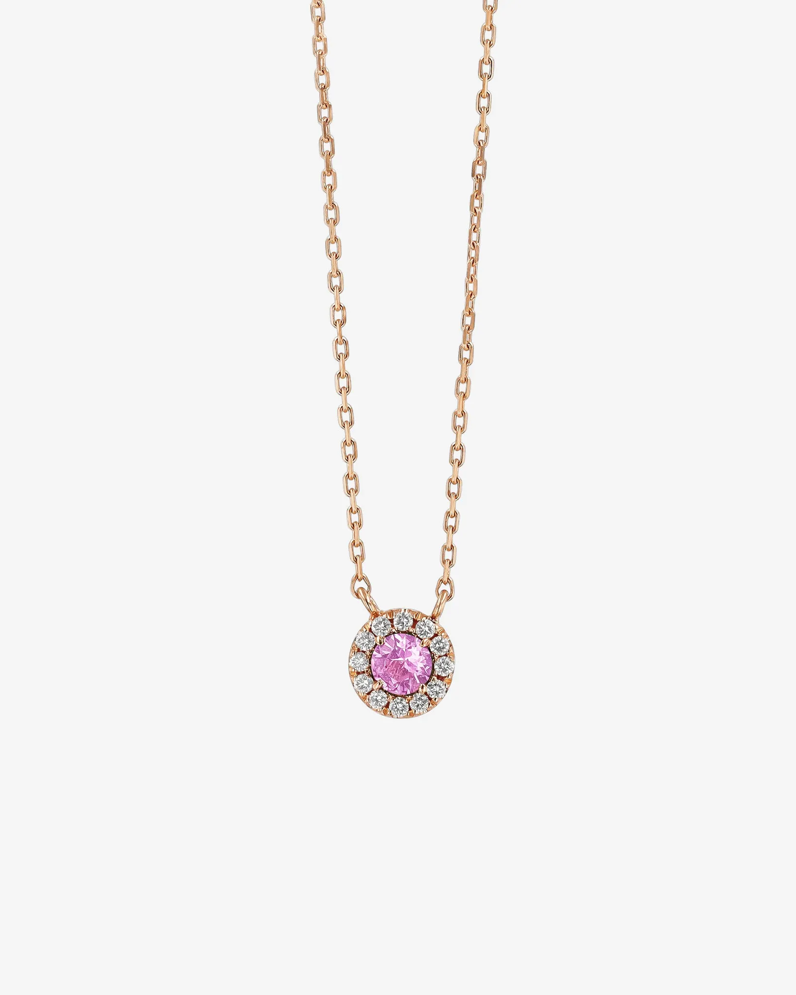 Bold Pink Sapphire Mini Round Pave Pendant