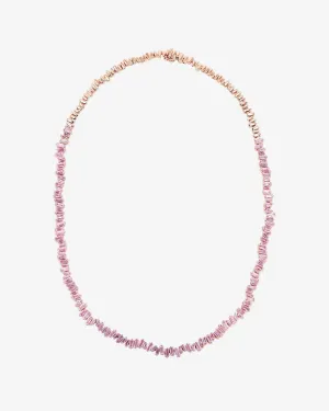 Bold Pink Sapphire Tennis Necklace