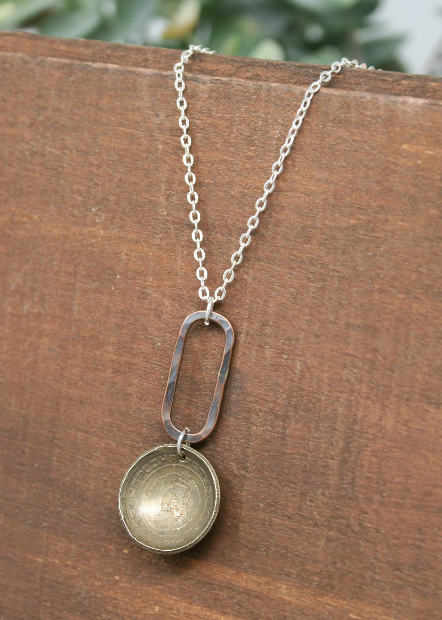 Bulgaria World Coin Pendant Necklace