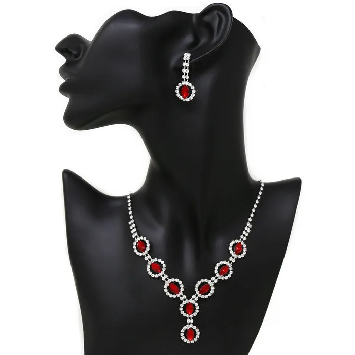 Circle With Marquise Rhinestone Necklace Set