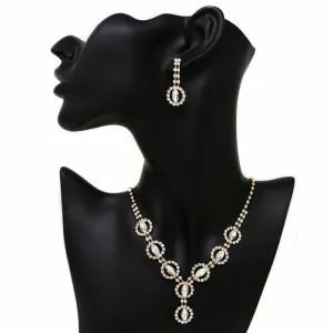 Circle With Marquise Rhinestone Necklace Set