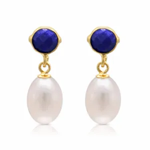 Clara lapis lazuli & cultured freshwater pearl drop earrings