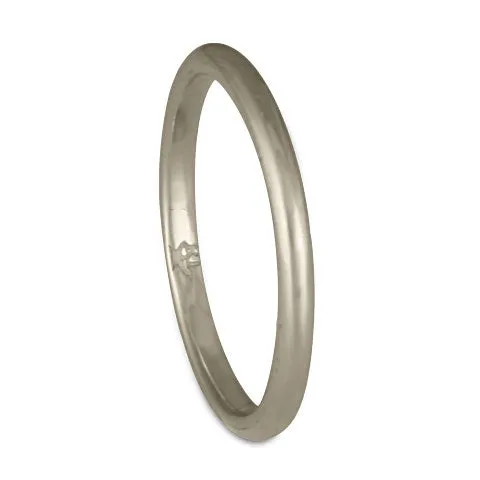 Classic Comfort Fit Wedding Ring, 14K White Gold 2mm Wide by 1.5mm Thick