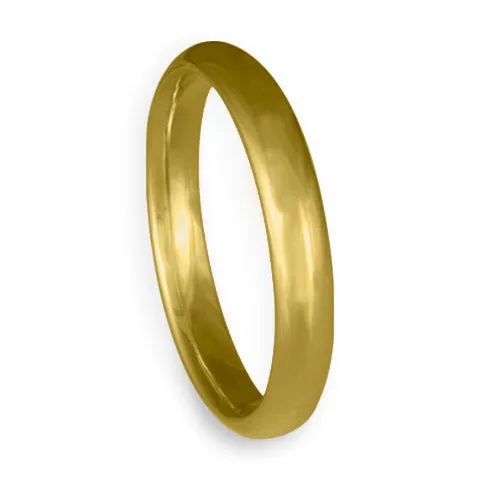 Classic Comfort Fit Wedding Ring, 18K Yellow Gold 3mm Wide by 2mm Thick