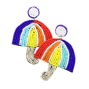 Colorful Seed Bead Rainbow Umbrella Earrings