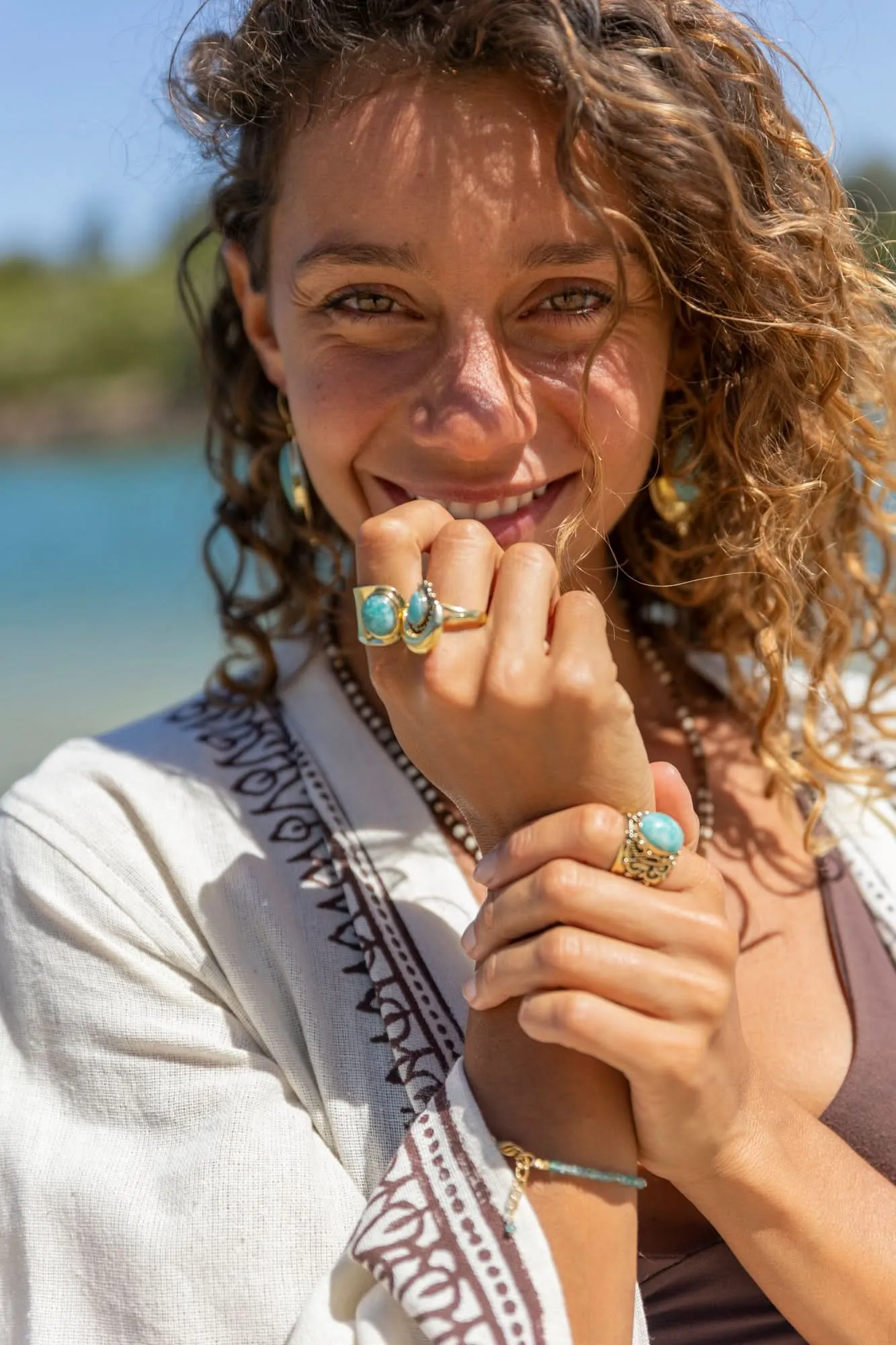 Crescent Moon Ring - Amazonite