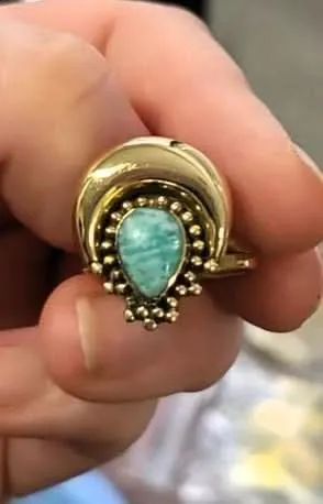 Crescent Moon Ring - Amazonite