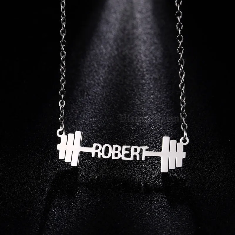 Custom Barbell Name Necklace