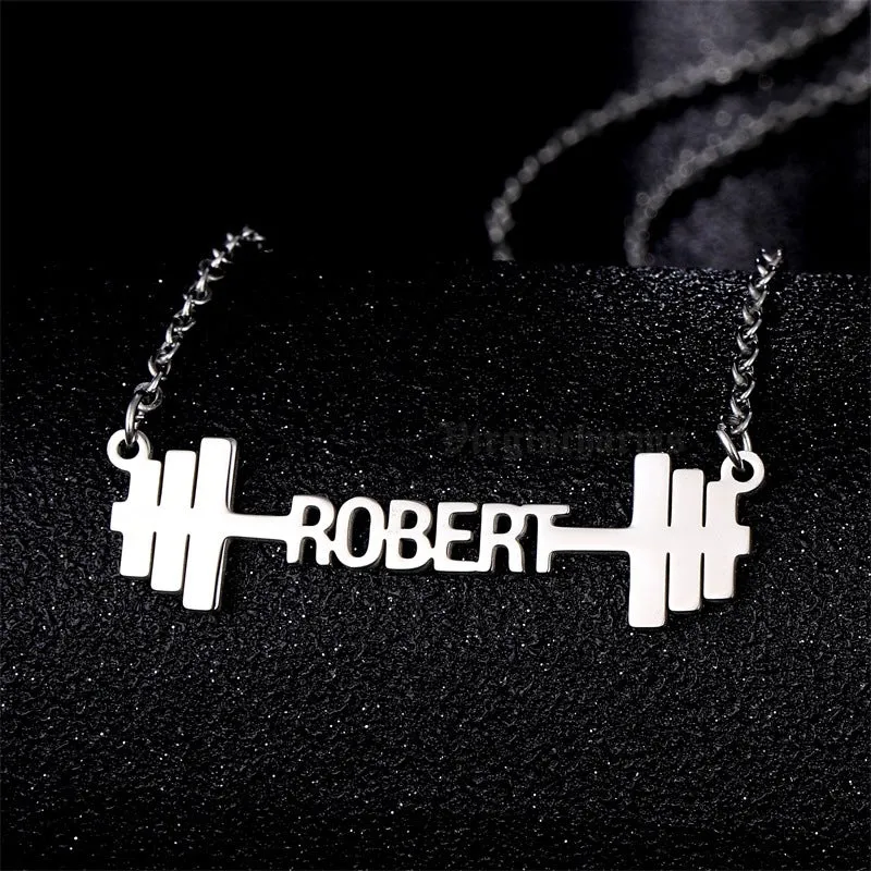 Custom Barbell Name Necklace