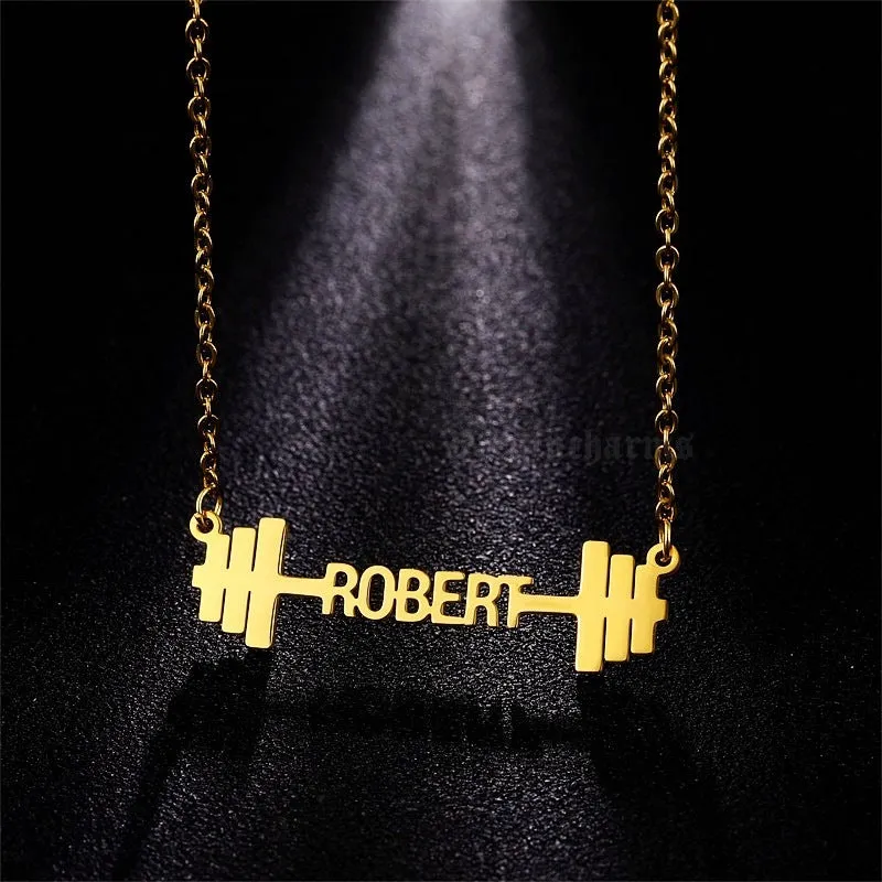 Custom Barbell Name Necklace