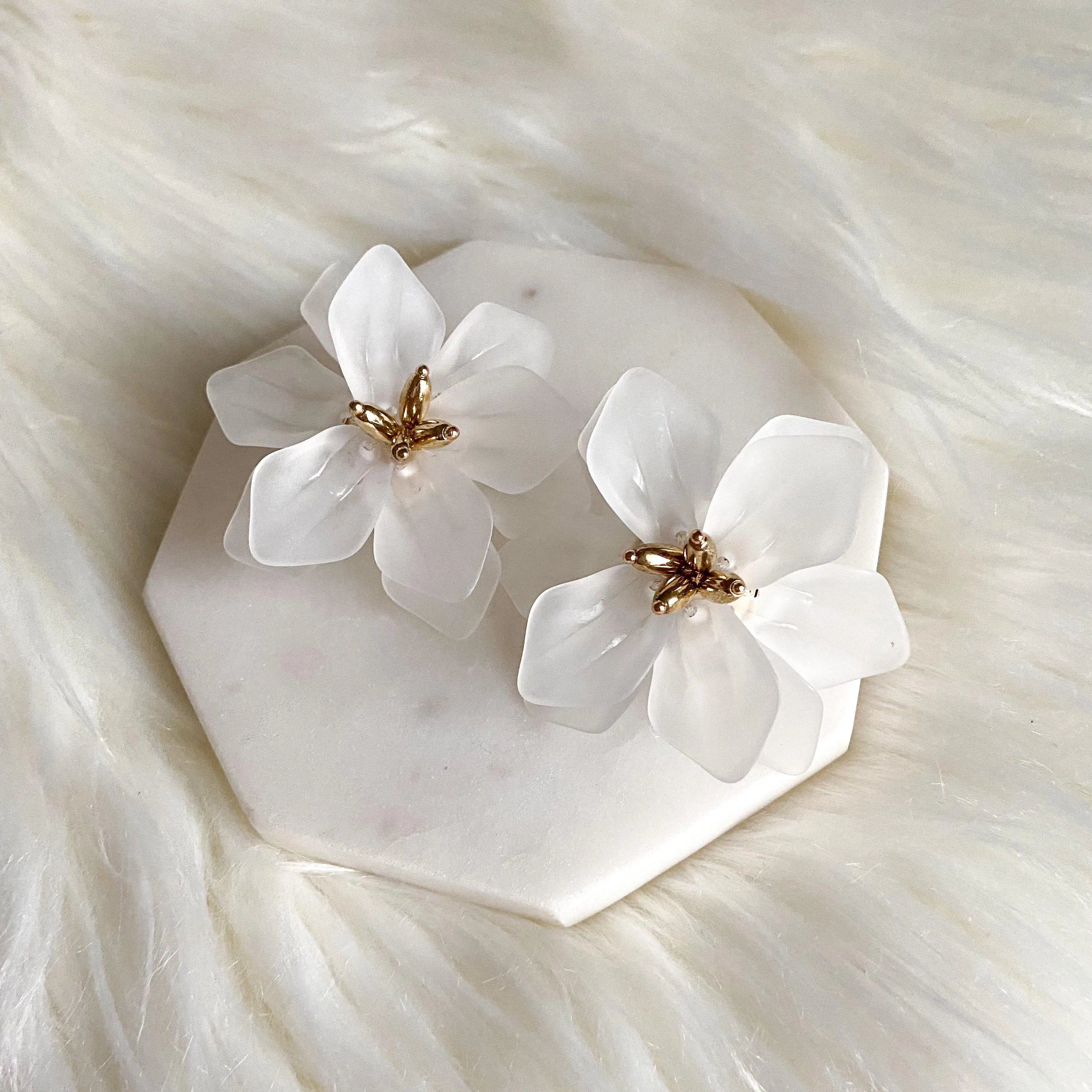 Dahlia Frosted Floral Earrings