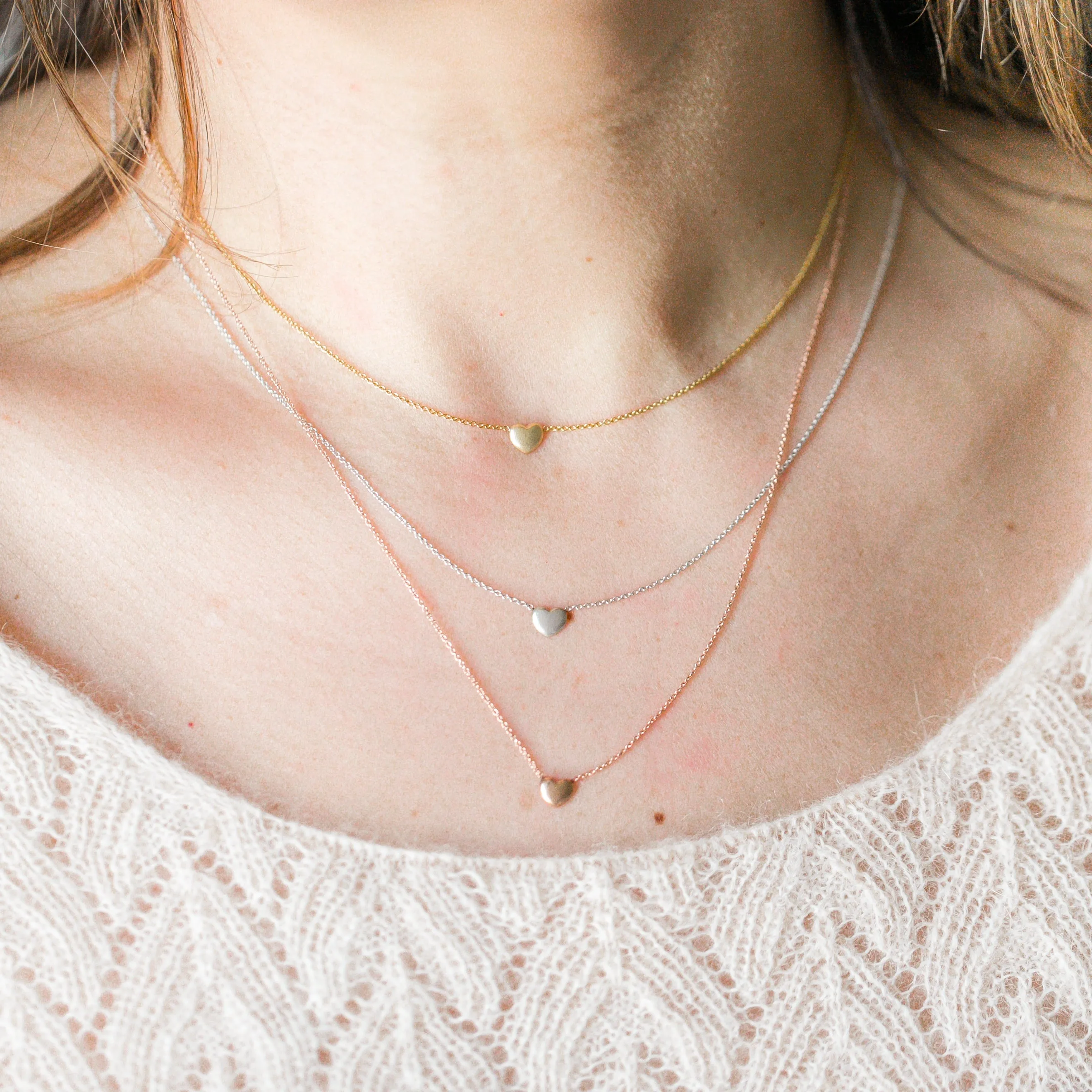 Dainty Puff Heart Necklace