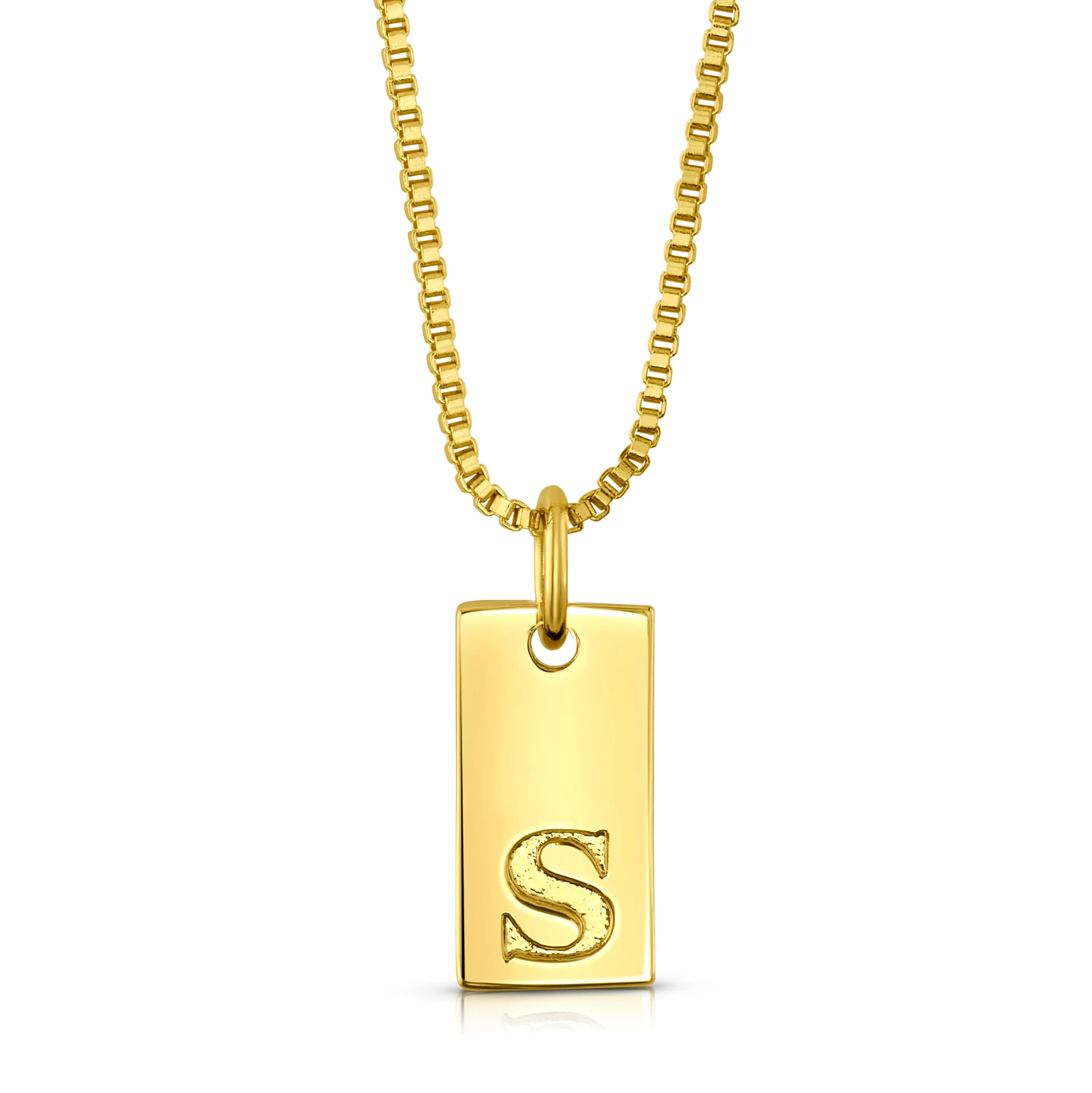 DOG TAG INITIAL NECKLACE, GOLD