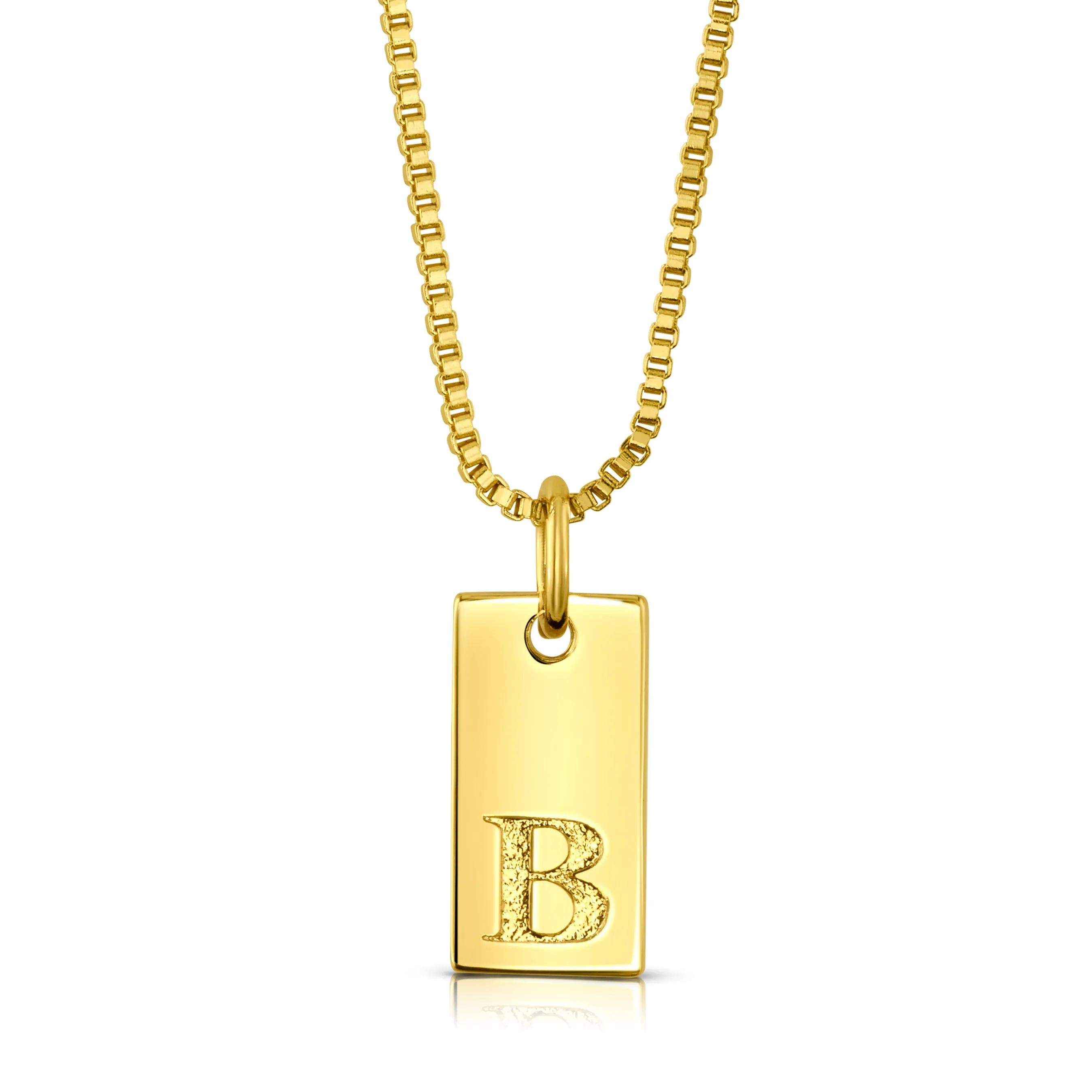 DOG TAG INITIAL NECKLACE, GOLD