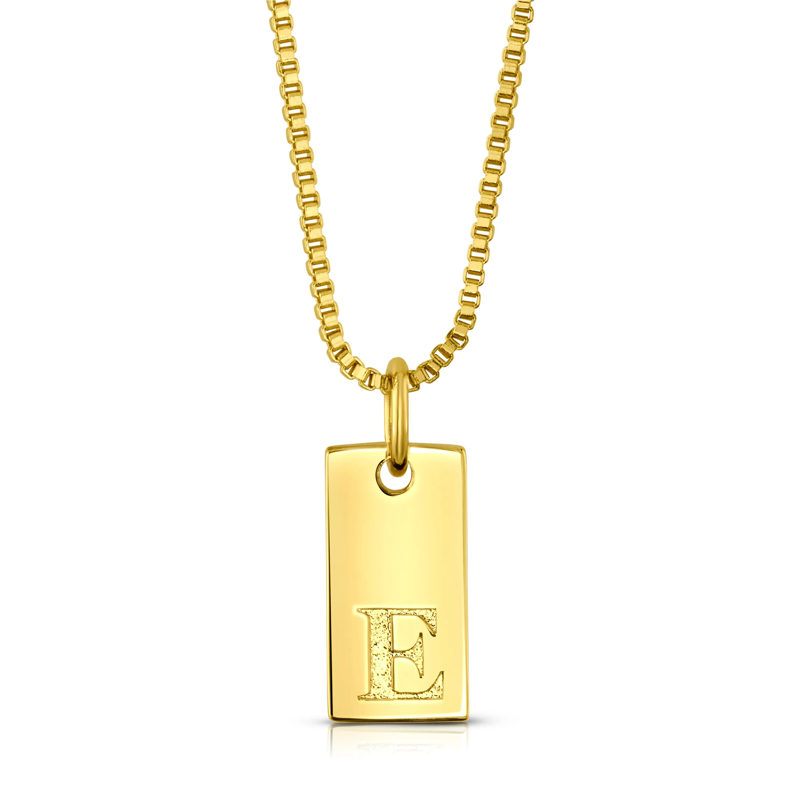 DOG TAG INITIAL NECKLACE, GOLD