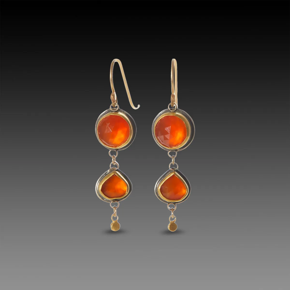 Double Rose Cut Carnelian Earrings