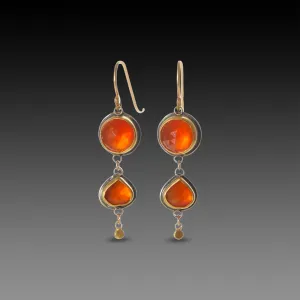 Double Rose Cut Carnelian Earrings