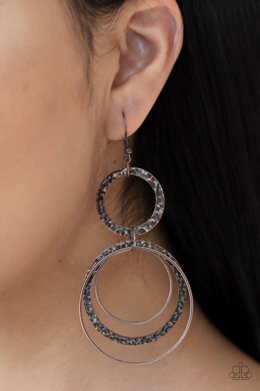 Eclipsed Edge Copper Earrings - Paparazzi Accessories