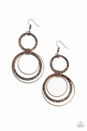 Eclipsed Edge Copper Earrings - Paparazzi Accessories