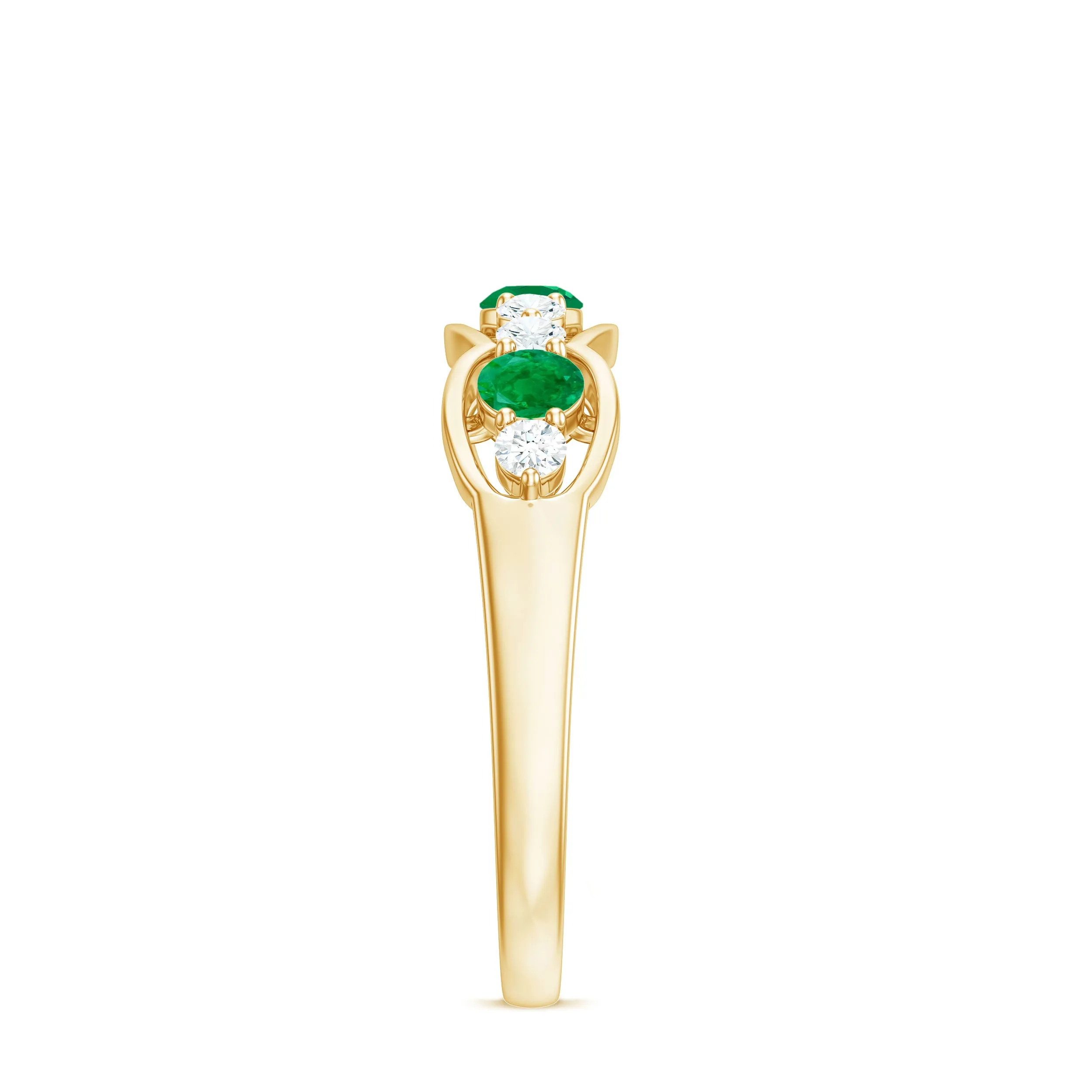 Emerald and Diamond Wedding Anniversary Band Ring