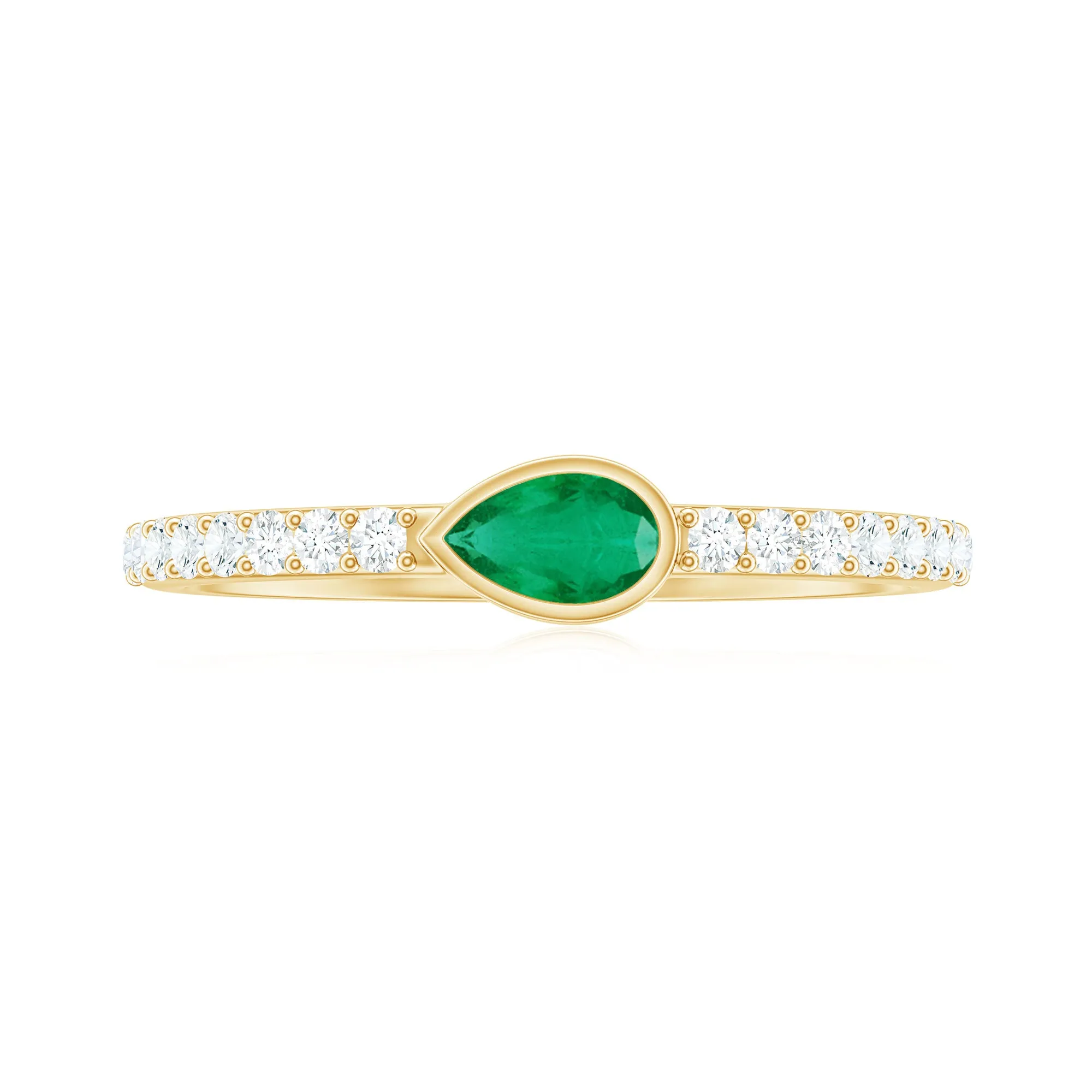 Emerald East West Promise Ring with Diamond