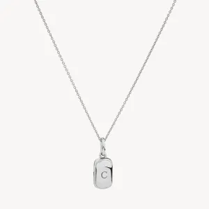 Engravable Rectangle Locket Necklace in Silver