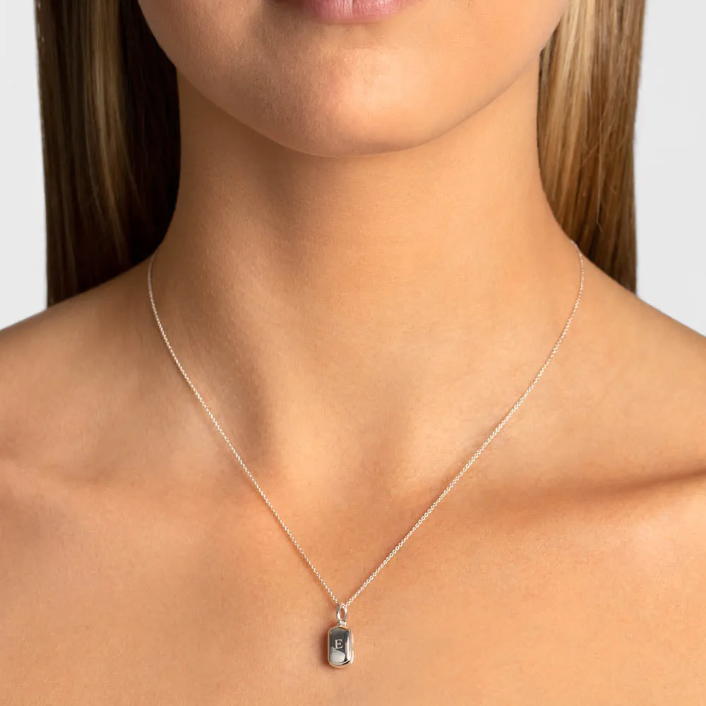 Engravable Rectangle Locket Necklace in Silver