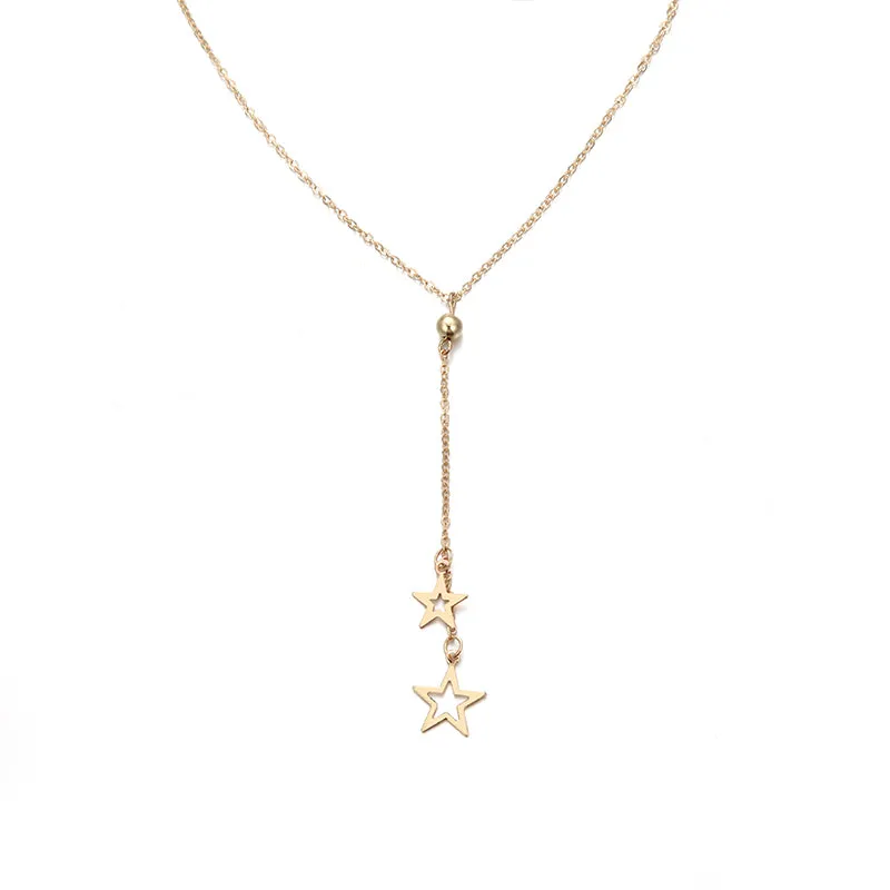 Fashion Popular Simple Gold five-pointed Star Pendant Charm Necklace Clavicle Chain Necklace