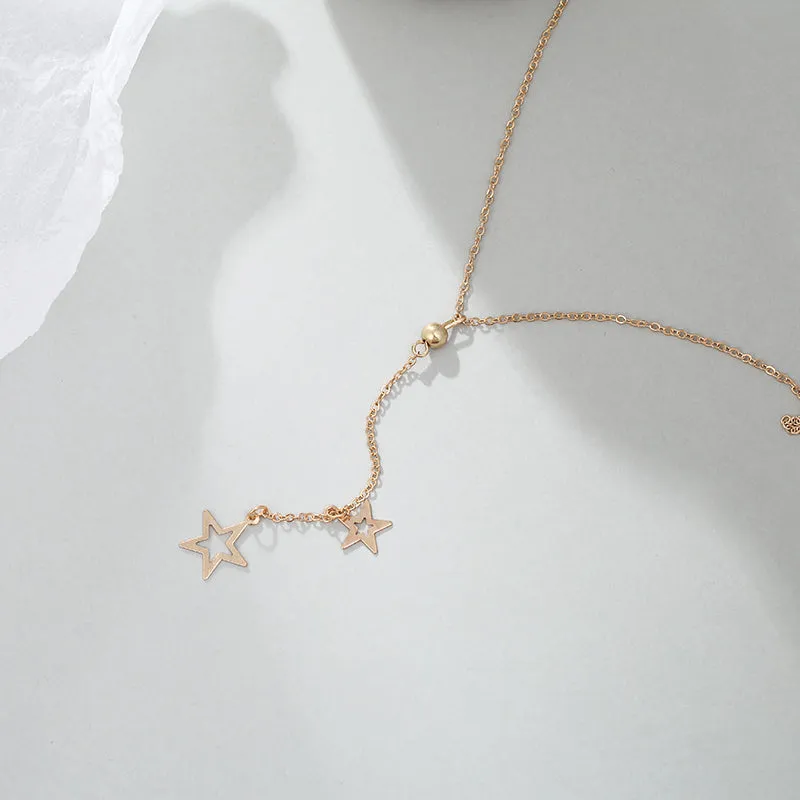 Fashion Popular Simple Gold five-pointed Star Pendant Charm Necklace Clavicle Chain Necklace