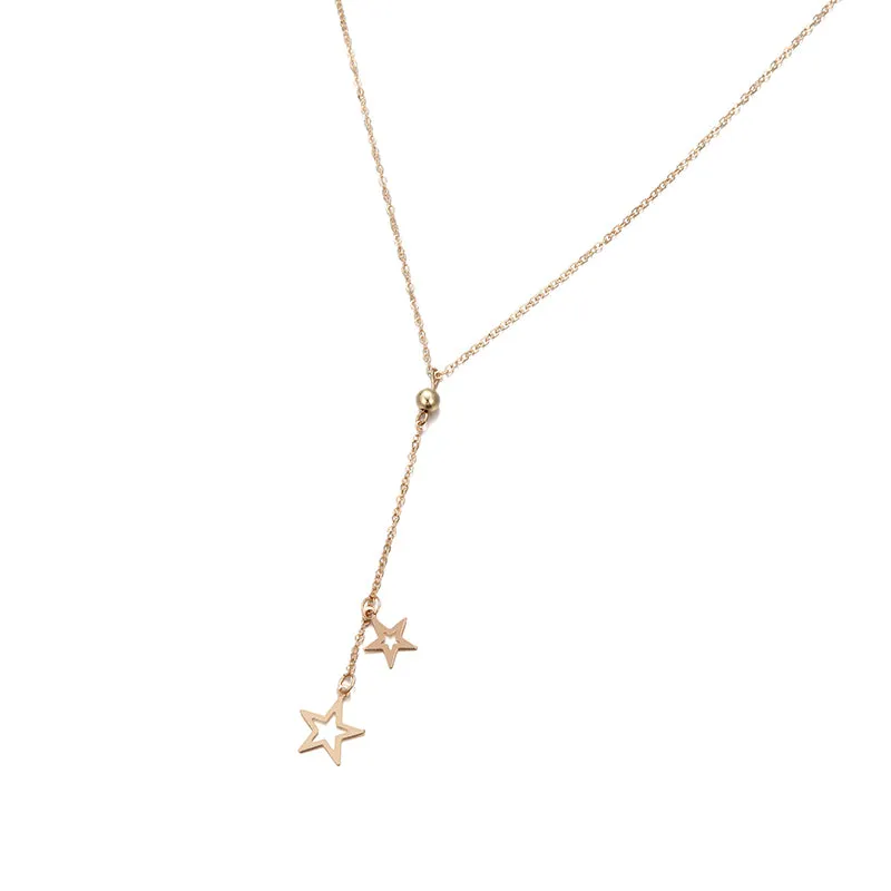 Fashion Popular Simple Gold five-pointed Star Pendant Charm Necklace Clavicle Chain Necklace