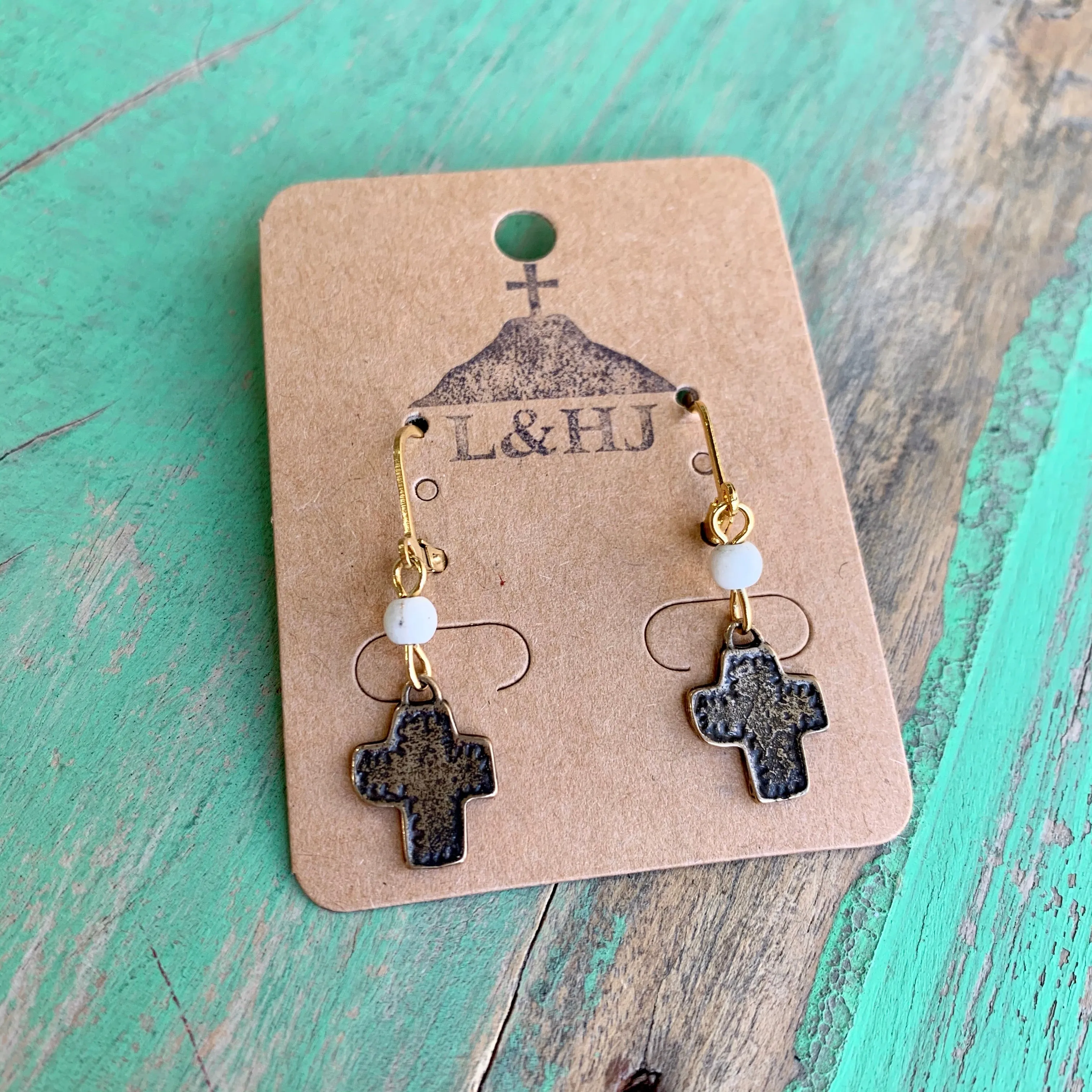 Fleur-de-lis Cross Necklace and Earrings