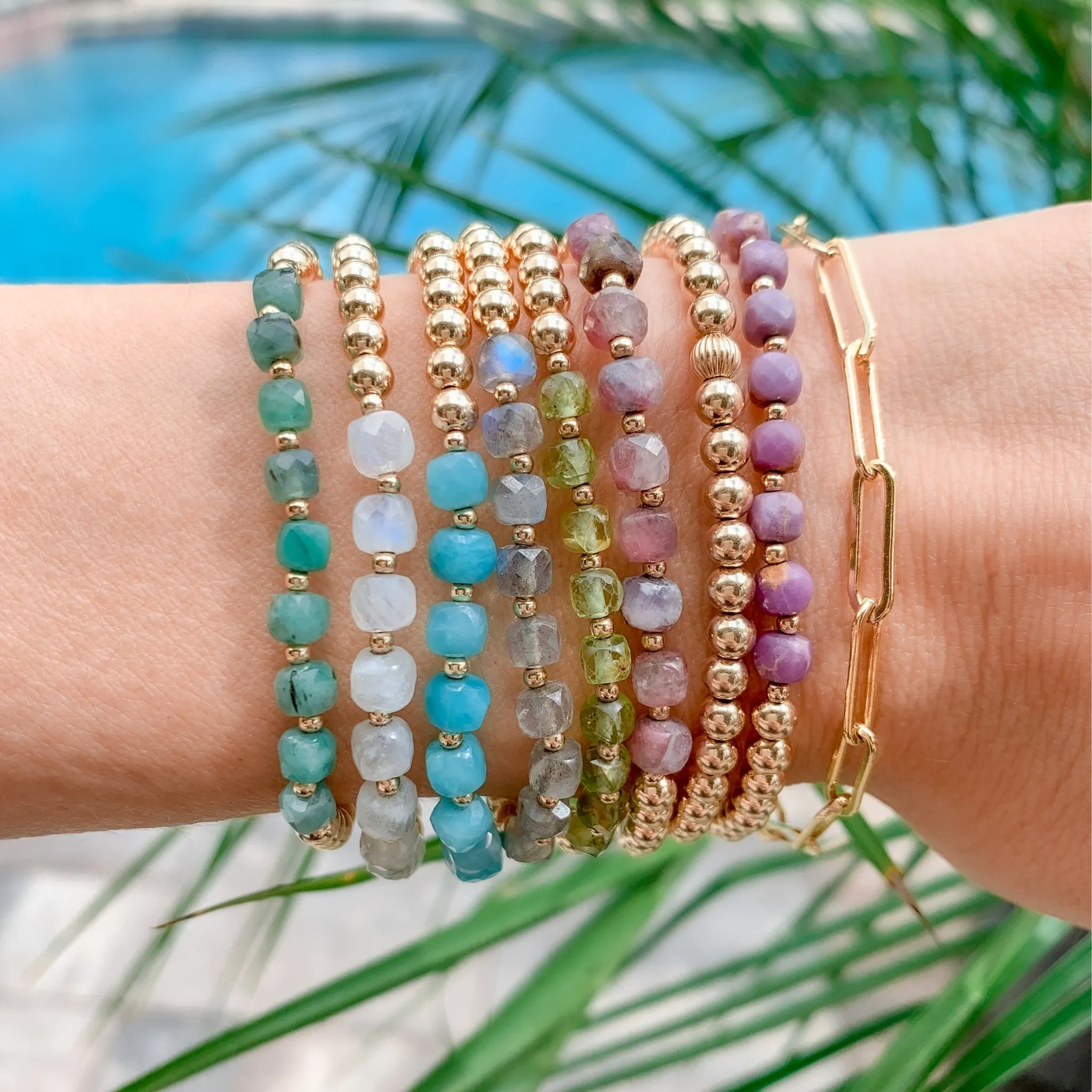 Gold Beaded Bracelet | Phosphosiderite