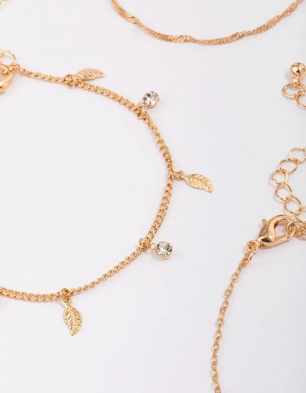 Gold Leaf Charm Bracelet 4-Pack