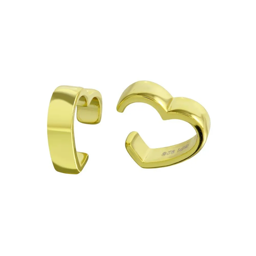 Gold Plated 925 Sterling Silver Heart Cuff Earring - STE01295-GP