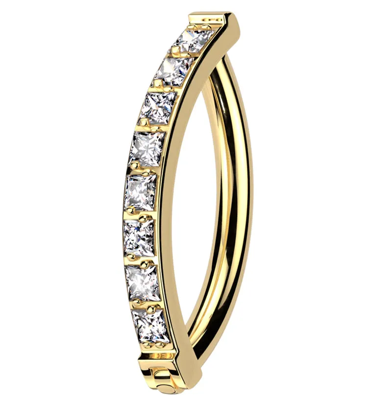 Gold PVD Vertical Clear CZ Titanium Hinged Segment Ring