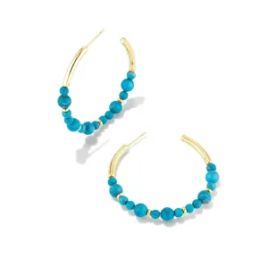 Jovie Beaded Hoop Earrings in Variegated Dark Teal Magnesite