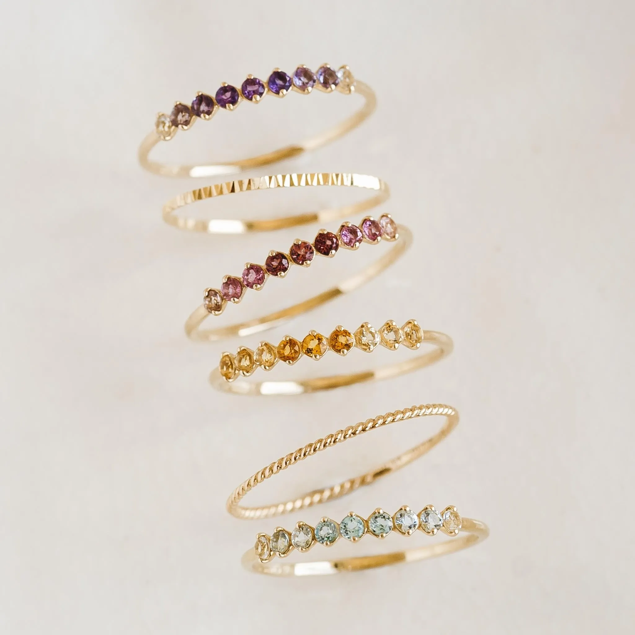 July Birthstone Ring 14k Gold - Ombre Tourmaline