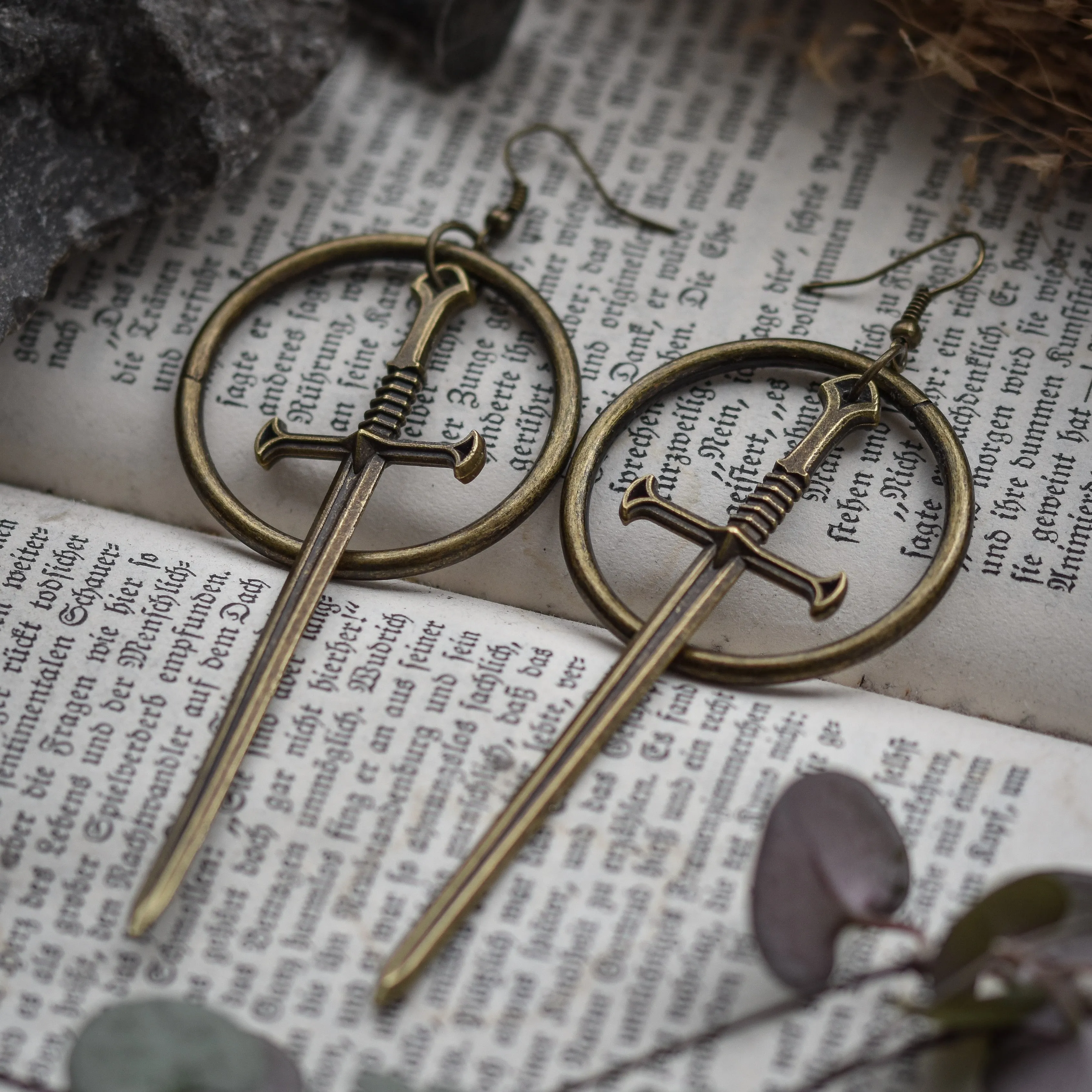 Large Bronze Sword Earrings