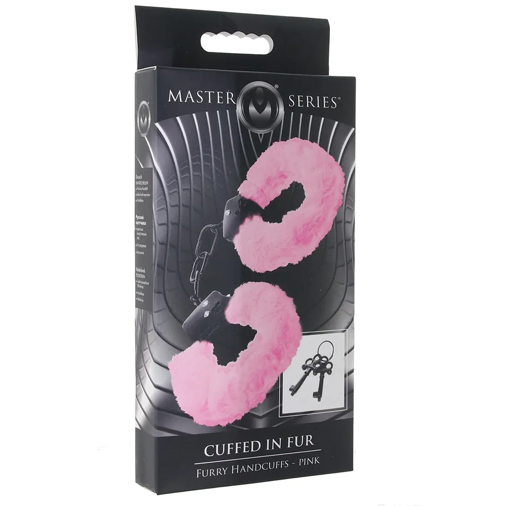 Master Series Cuffed In Fur Furry Handcuffs in Pink