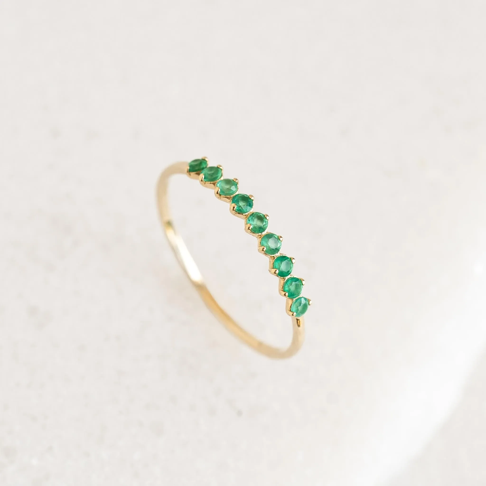 May Birthstone Ring 14k Gold - Green Chalcedony