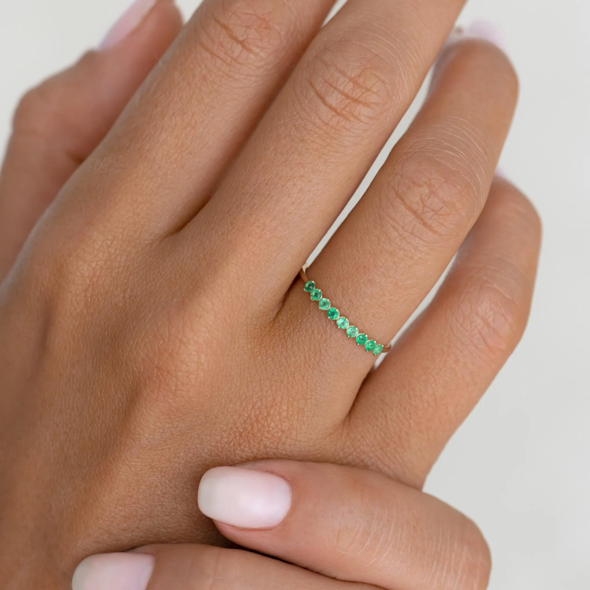 May Birthstone Ring 14k Gold - Green Chalcedony