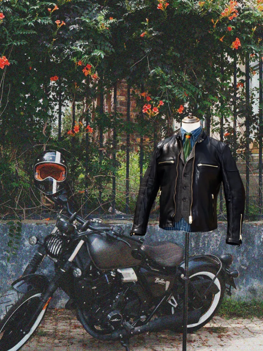 Men's Black Moto Leather Jacket