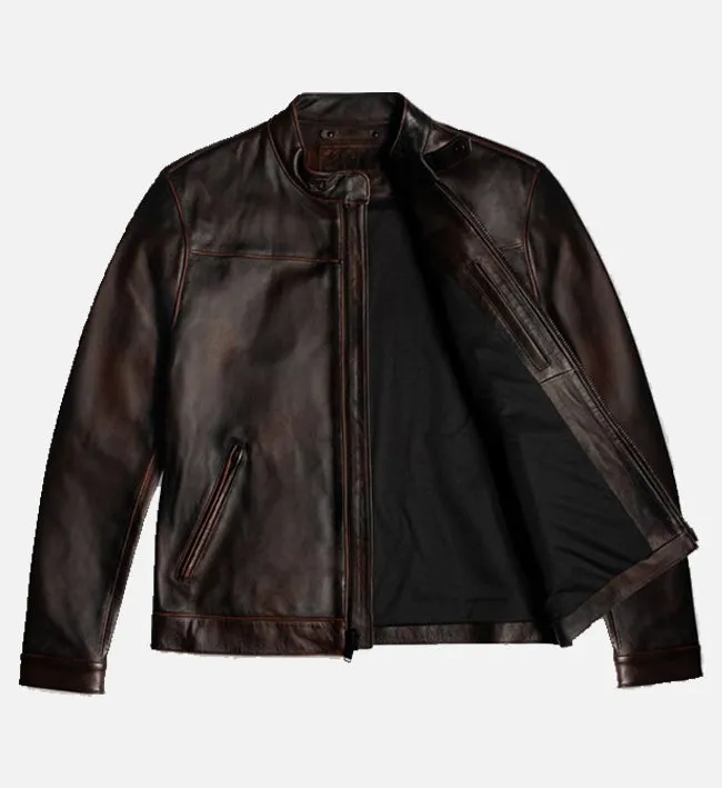 Men's Roadster Black Coffee Leather Jacket