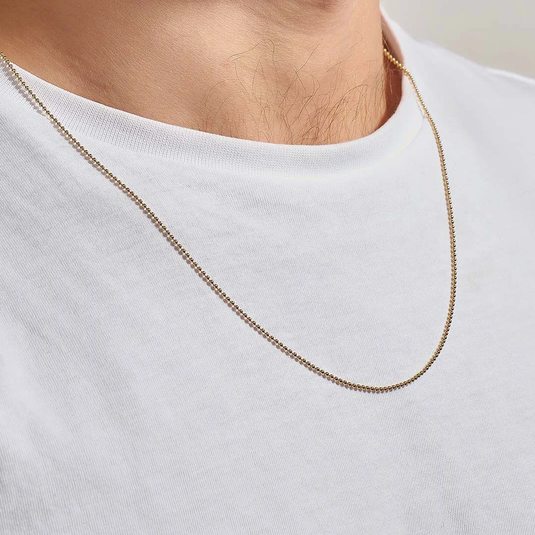 Minimalist Ball Chain Necklace in Gold