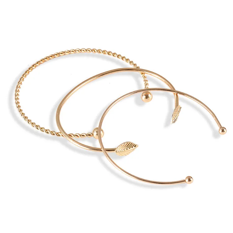 Minimalist Leaf Trio Personality Bracelet