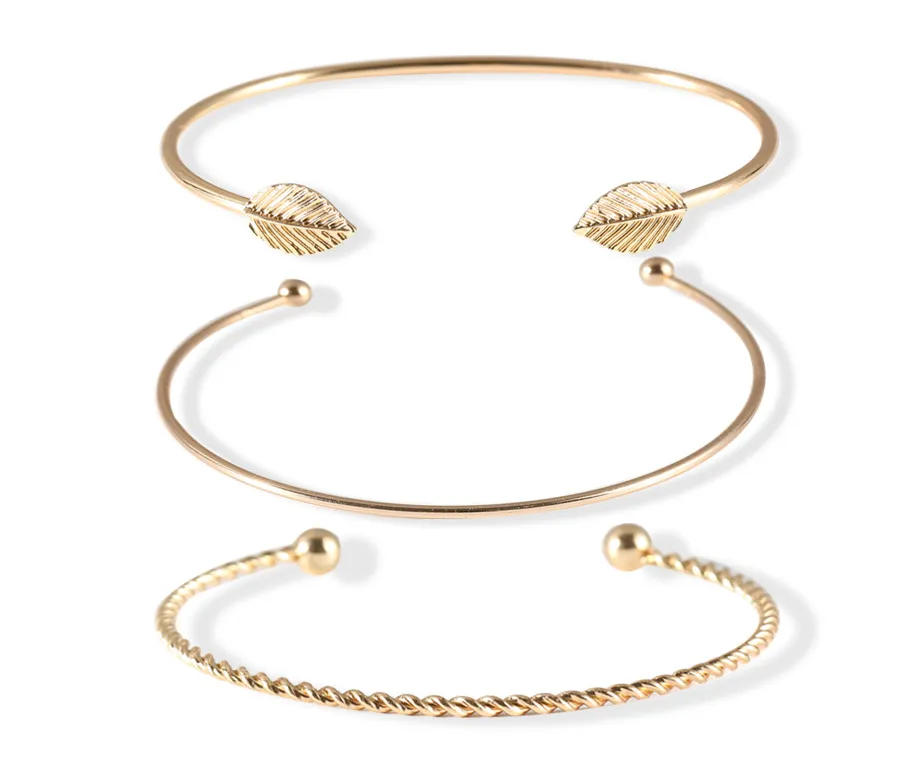 Minimalist Leaf Trio Personality Bracelet