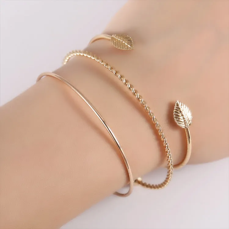 Minimalist Leaf Trio Personality Bracelet